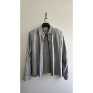 Carlisle 100% Suede Leather Jacket Women Size 10 Gray Button Front Shirt Jacket